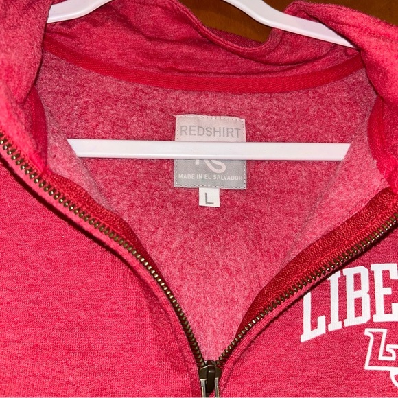 Women Red shirt liberty university Flames red sweatshirt pullover 3/4 zip Large - Picture 4 of 4